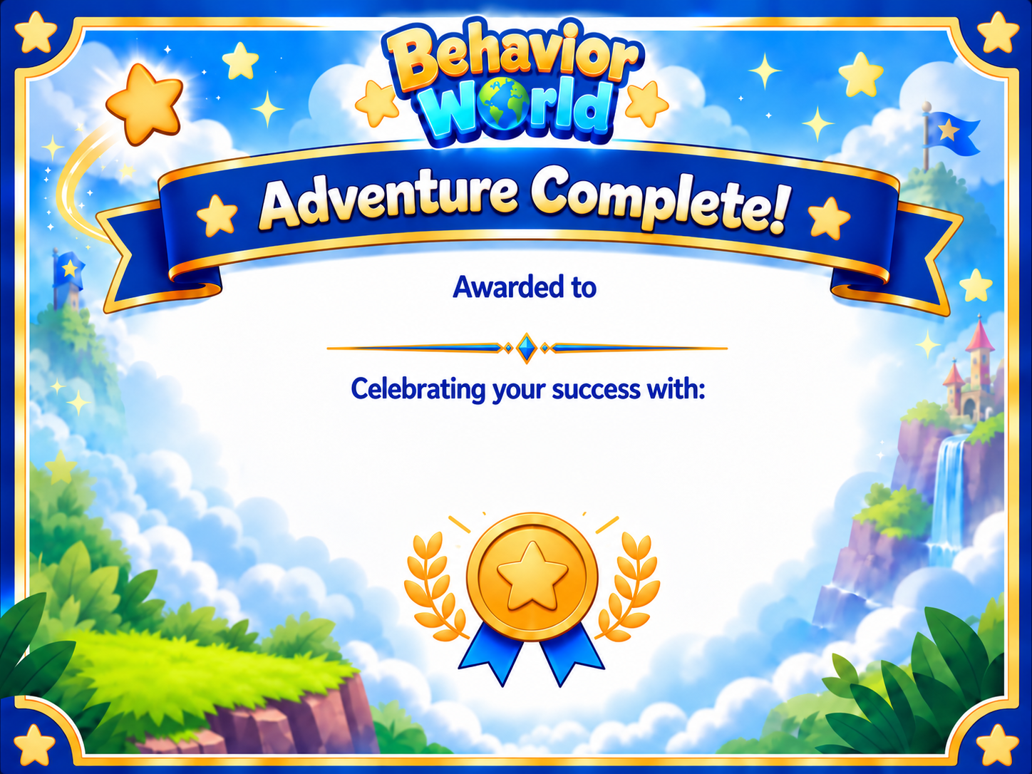 Behavior World celebration certificate preview