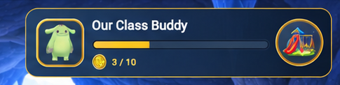 Our Class Buddy progress HUD showing a shared class Buddy